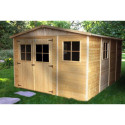 Abri de jardin en bois brut 17mm - 303x395cm - sans plancher - Timbela