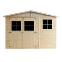 Abri de jardin en bois brut 17mm - 303x395cm - avec plancher - Timbela