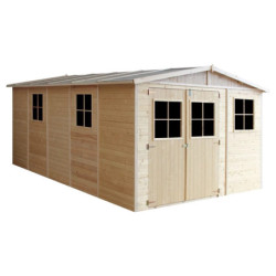 Abri de jardin en bois brut 17mm - 303x493cm - sans plancher - Timbela