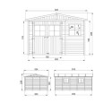Abri de jardin en bois brut 17mm - 303x493cm - avec plancher - Timbela