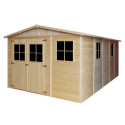 Abri de jardin en bois brut 17mm - 303x493cm - avec plancher - Timbela