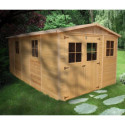 Abri de jardin en bois brut 17mm - 303x493cm - avec plancher - Timbela