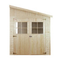 Abri de jardin adossé en bois brut 17mm - 201x297cm - avec plancher - Timbela