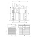 Abri de jardin adossé en bois brut 17mm - 201x297cm - avec plancher - Timbela