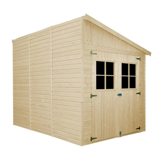 Abri de jardin adossé 6m² en bois brut 17mm - avec paroi - sans plancher - Timbela