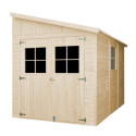 Abri de jardin adossé 6m² en bois brut 17mm - avec paroi - sans plancher - Timbela