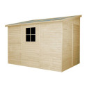 Abri de jardin adossé 6m² en bois brut 17mm - avec paroi - sans plancher - Timbela