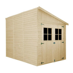 Abri de jardin adossé 6m² en bois brut 17mm - avec paroi - avec plancher - Timbela