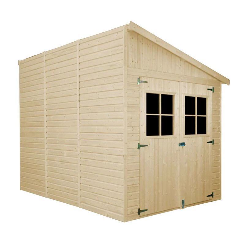 Abri de jardin adossé 6m² en bois brut 17mm - avec paroi - avec plancher - Timbela