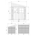 Abri de jardin adossé 6m² en bois brut 17mm - avec paroi - avec plancher - Timbela