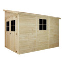 Abri de jardin adossé 6m² en bois brut 17mm - avec paroi - avec plancher - Timbela