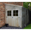 Abri de jardin adossé 6m² en bois brut 17mm - avec paroi - avec plancher - Timbela