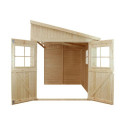 Abri de jardin adossé en panneaux 17mm - 201x395cm - sans plancher - Timbela