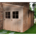 Abri de jardin adossé en panneaux 17mm - 201x395cm - sans plancher - Timbela