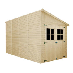 Abri de jardin adossé 8m² en panneaux 17mm - avec paroi - sans plancher - Timbela
