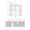 Abri de jardin adossé 8m² en panneaux 17mm - avec paroi - avec plancher - Timbela