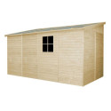 Abri de jardin adossé 8m² en panneaux 17mm - avec paroi - avec plancher - Timbela