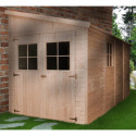 Abri de jardin adossé 8m² en panneaux 17mm - avec paroi - avec plancher - Timbela