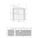 Abri de jardin adossé en panneaux 17mm - 201x493cm - sans plancher - Timbela