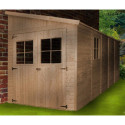 Abri de jardin adossé en panneaux 17mm - 201x493cm - sans plancher - Timbela
