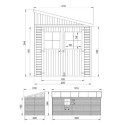 Abri de jardin adossé 10m² en panneaux 17mm - avec paroi - sans plancher - Timbela