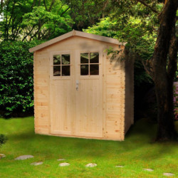 Abri de jardin double pente 4m² en madriers 19mm - porte 34mm - sans plancher - Timbela	