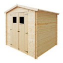 Abri de jardin en madriers 19mm - 220x220cm - sans plancher - Timbela