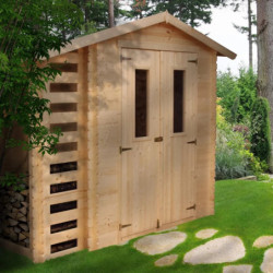 Abri de jardin 5m² avec bûcher - madriers 19mm - avec plancher - Timbela