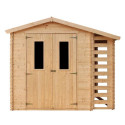 Abri de jardin 5m² avec bûcher - madriers 19mm - avec plancher - Timbela