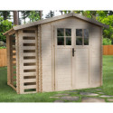 Abri de jardin 5m² avec bûcher - madriers 19mm - porte 34mm - sans plancher - Timbela