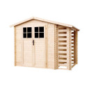 Abri de jardin 5m² avec bûcher - madriers 19mm - porte 34mm - avec plancher - Timbela