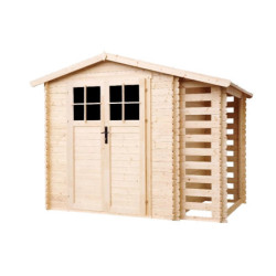 Abri de jardin 5m² avec bûcher - madriers 19mm - porte 34mm - avec plancher - Timbela