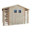 Abri de jardin 6m² - 2 bûchers - madriers 19mm - sans plancher - Timbela