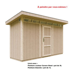 Abri de jardin 4m² en bois brut avec peinture Cavern Steel - panneaux LP® SmartSide® - Timbela
