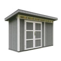 Abri de jardin 4m² en bois brut avec peinture Cavern Steel - panneaux LP® SmartSide® - double porte - Timbela