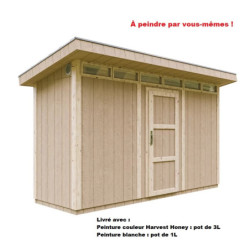 Abri de jardin 4m² en bois brut avec peinture Harvest Honey - panneaux LP® SmartSide® - Timbela