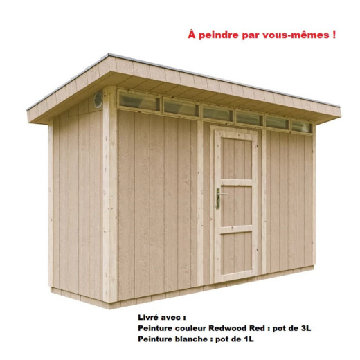 Abri de jardin 4m² en bois brut avec peinture Redwood Red - panneaux LP® SmartSide® - Timbela