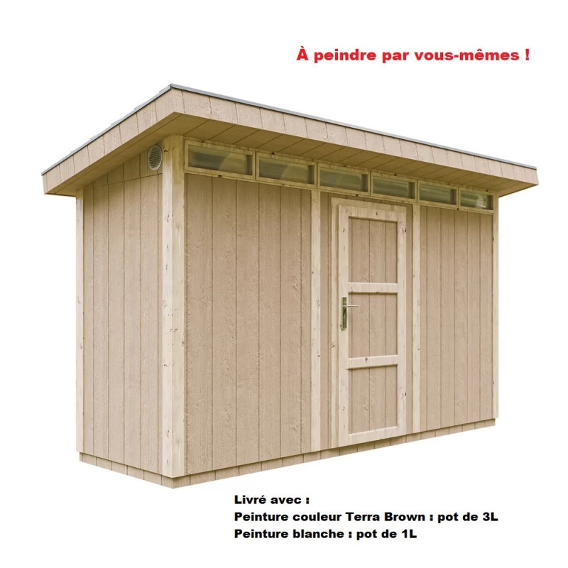 Abri de jardin 4m² en bois brut avec peinture Terra Brown - panneaux LP® SmartSide® - Timbela