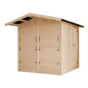 Stand de vente en bois brut 4m² – panneaux 16mm – Timbela