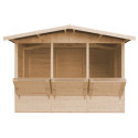 Stand de vente en bois brut 6m² – panneaux 17mm – 3 fenêtres - Timbela