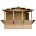 Stand de vente en bois brut 6m² – panneaux 17mm – 5 fenêtres - Timbela