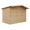 Stand de vente en bois brut 6m² – panneaux 17mm – 5 fenêtres - Timbela