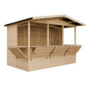 Stand de vente en bois brut 6m² – panneaux 17mm – 5 fenêtres - Timbela