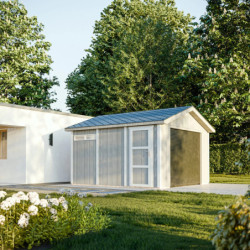 Garage en bois brut 13m² – panneaux LP® SmartSide® – Timbela