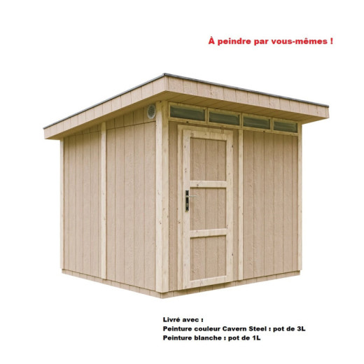 Abri de jardin 6m² en bois brut avec peinture Cavern Steel - panneaux LP® SmartSide® - Timbela