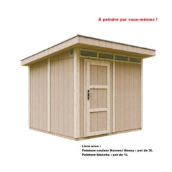 Abri de jardin 6m² en bois brut avec peinture Harvest Honey - panneaux LP® SmartSide® - Timbela