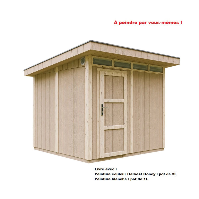 Abri de jardin 6m² en bois brut avec peinture Harvest Honey - panneaux LP® SmartSide® - Timbela