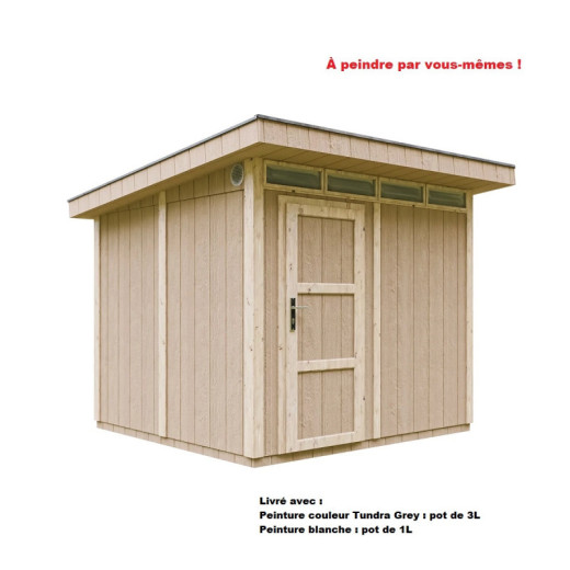 Abri de jardin 6m² en bois brut avec peinture Tundra Grey - panneaux LP® SmartSide® - Timbela
