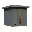 Sauna d’extérieur en bois gris terre Hytti 2 - 4 places 38mm - poêle Easy Bio 9000W - KARIBU