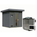 Sauna d’extérieur en bois gris terre Hytti 2 - 4 places 38mm - poêle Easy Bio 9000W - KARIBU